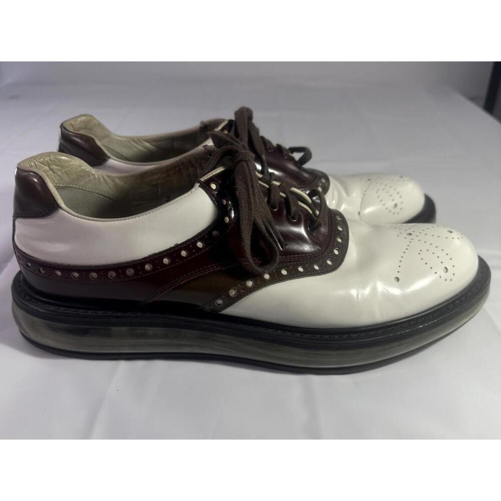 Prada White & Burgundy Men’s Perforated leather Lace-up Sui Generis Design 9.5EE - Picture 2 of 9